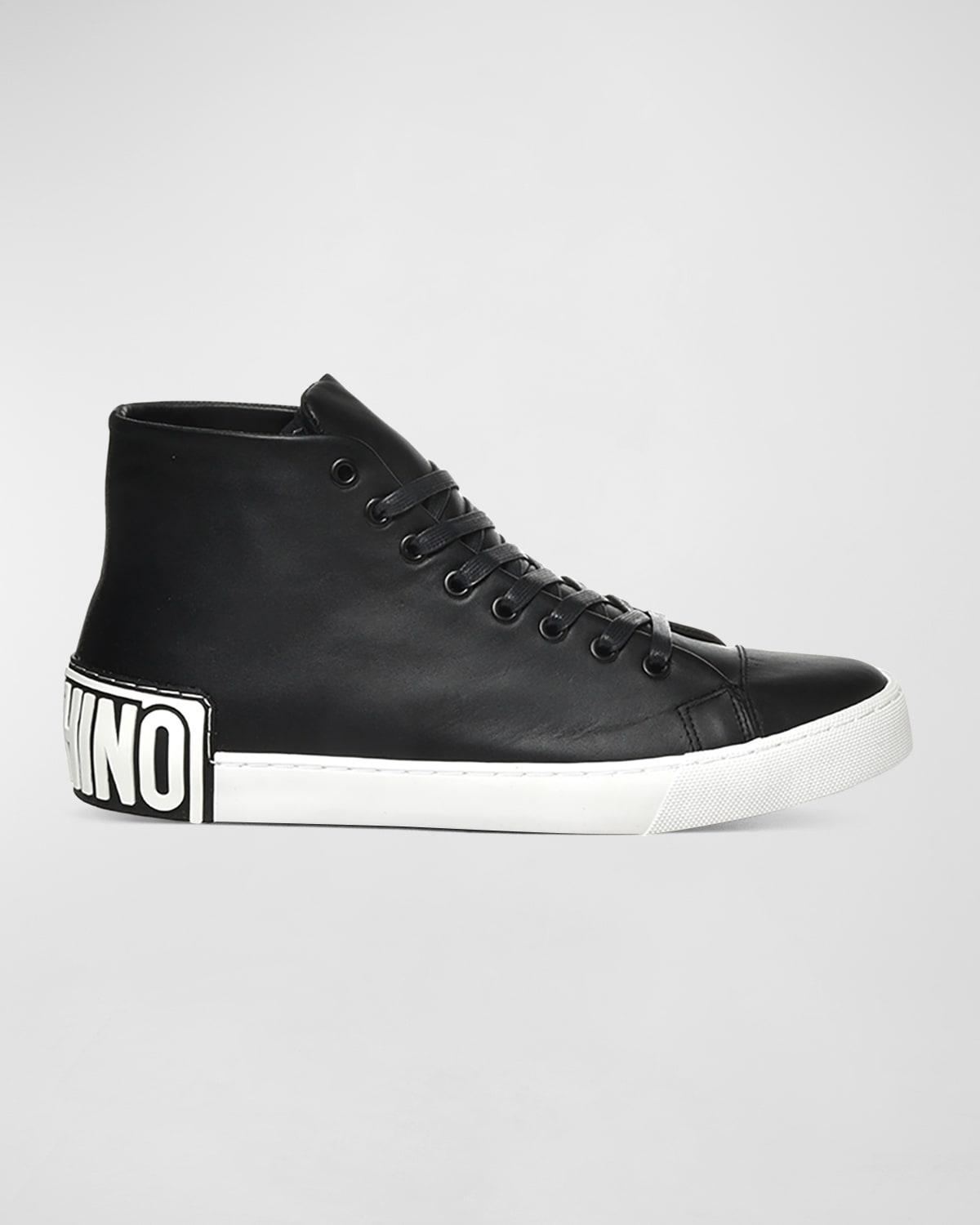 Mens Leather Logo High-Top Sneakers Product Image