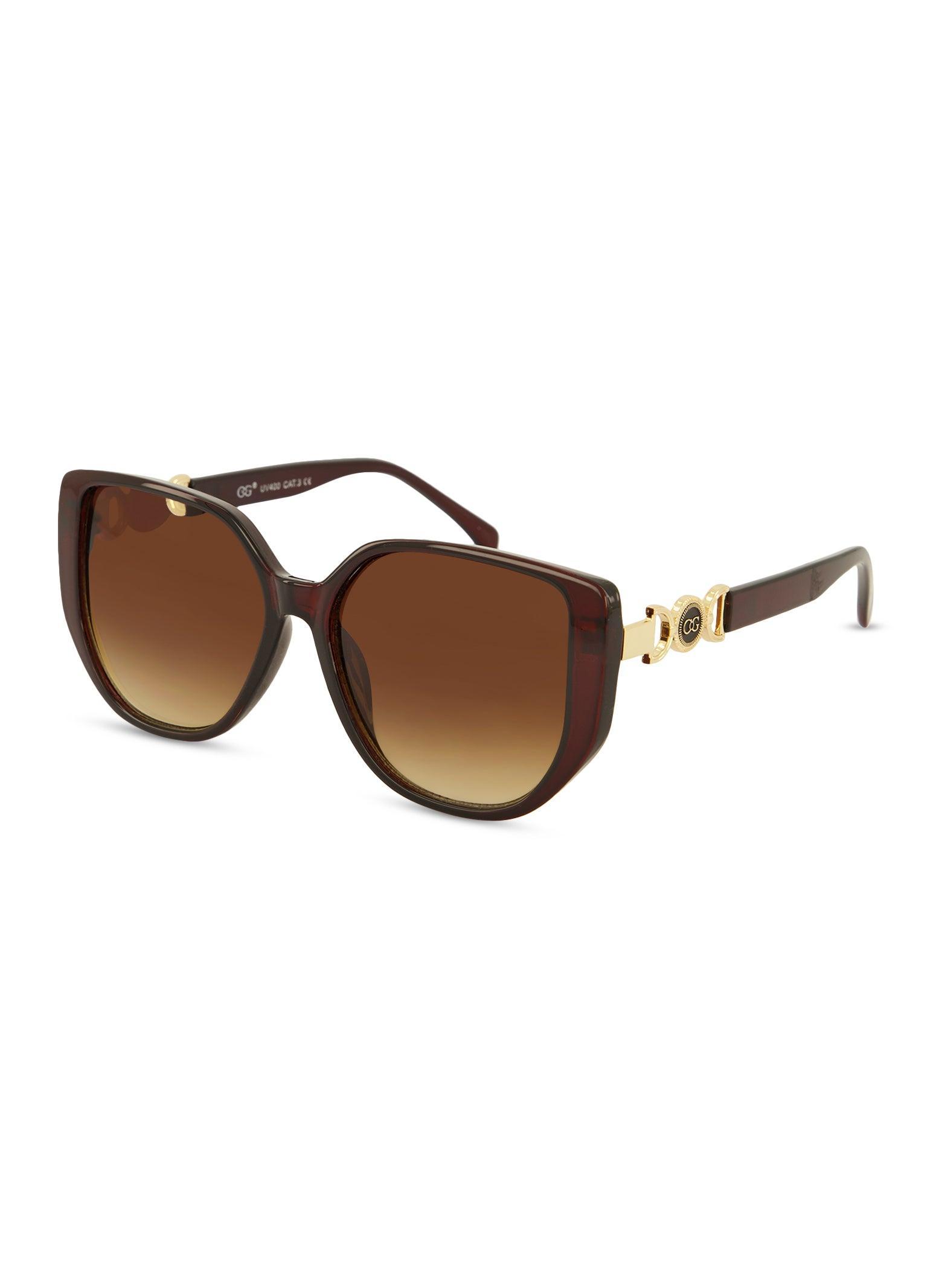 Metallic Temple Detail Thick Frame Sunglasses Female Product Image