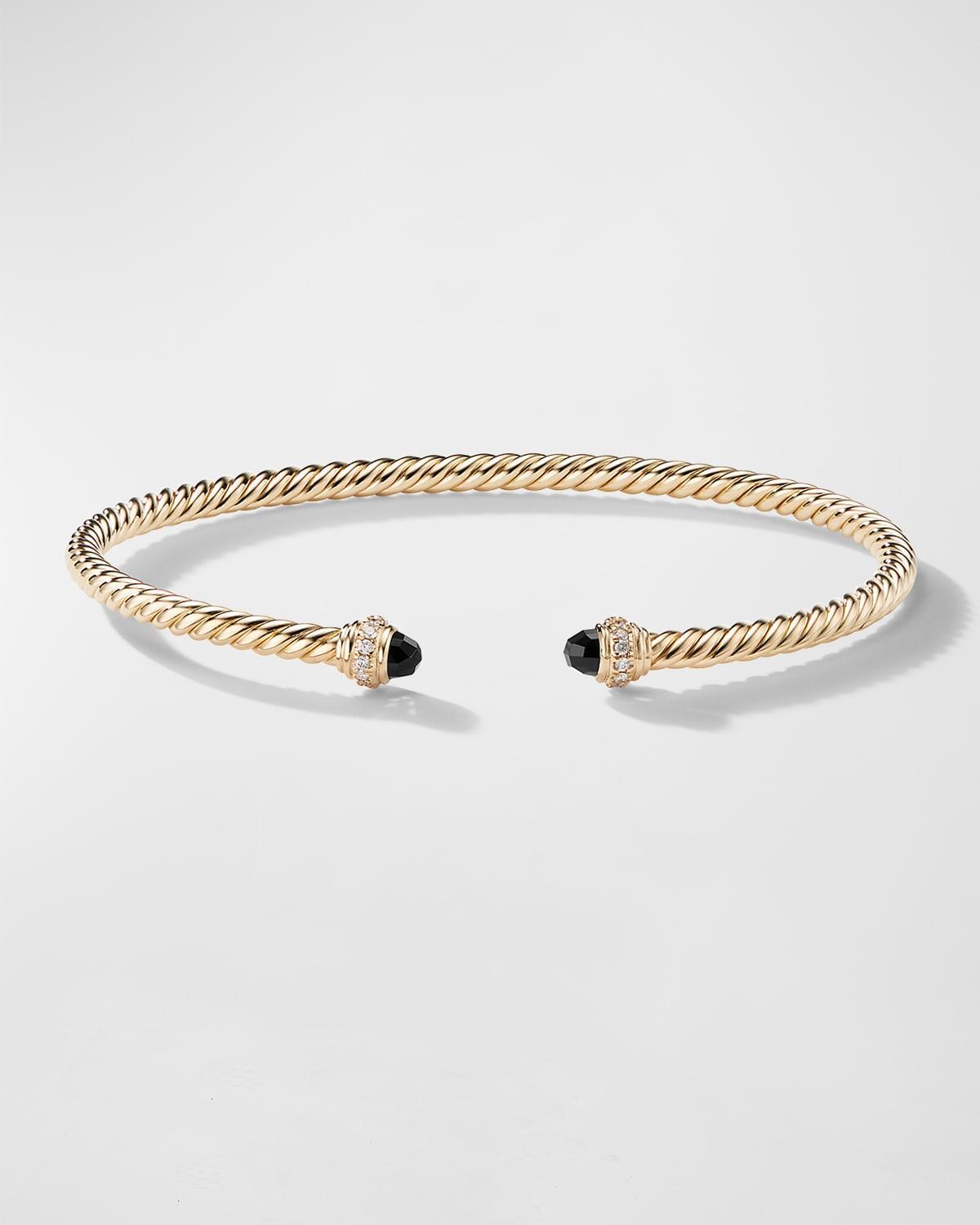 David Yurman 18K Yellow Gold Cable Spira Bracelet with Black Onyx & Diamonds Product Image