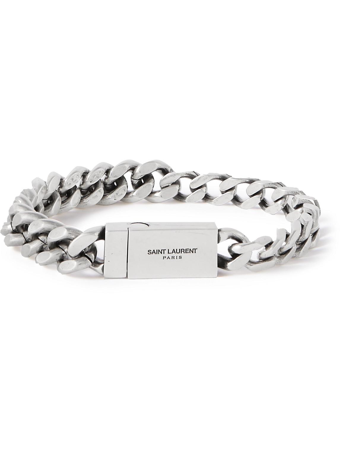 Logo Engraved Chained Bracelet In Silver Product Image