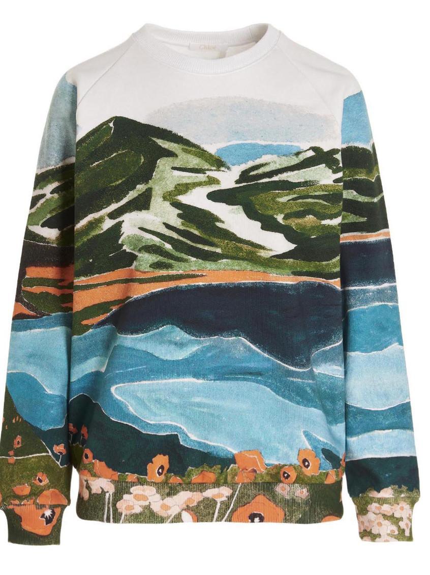 'scenic Landscape' Crew Neck Sweatshirt In Multicolor Product Image