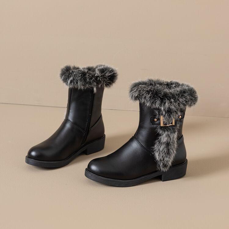 Faux Fur Buckled Short Boots Product Image