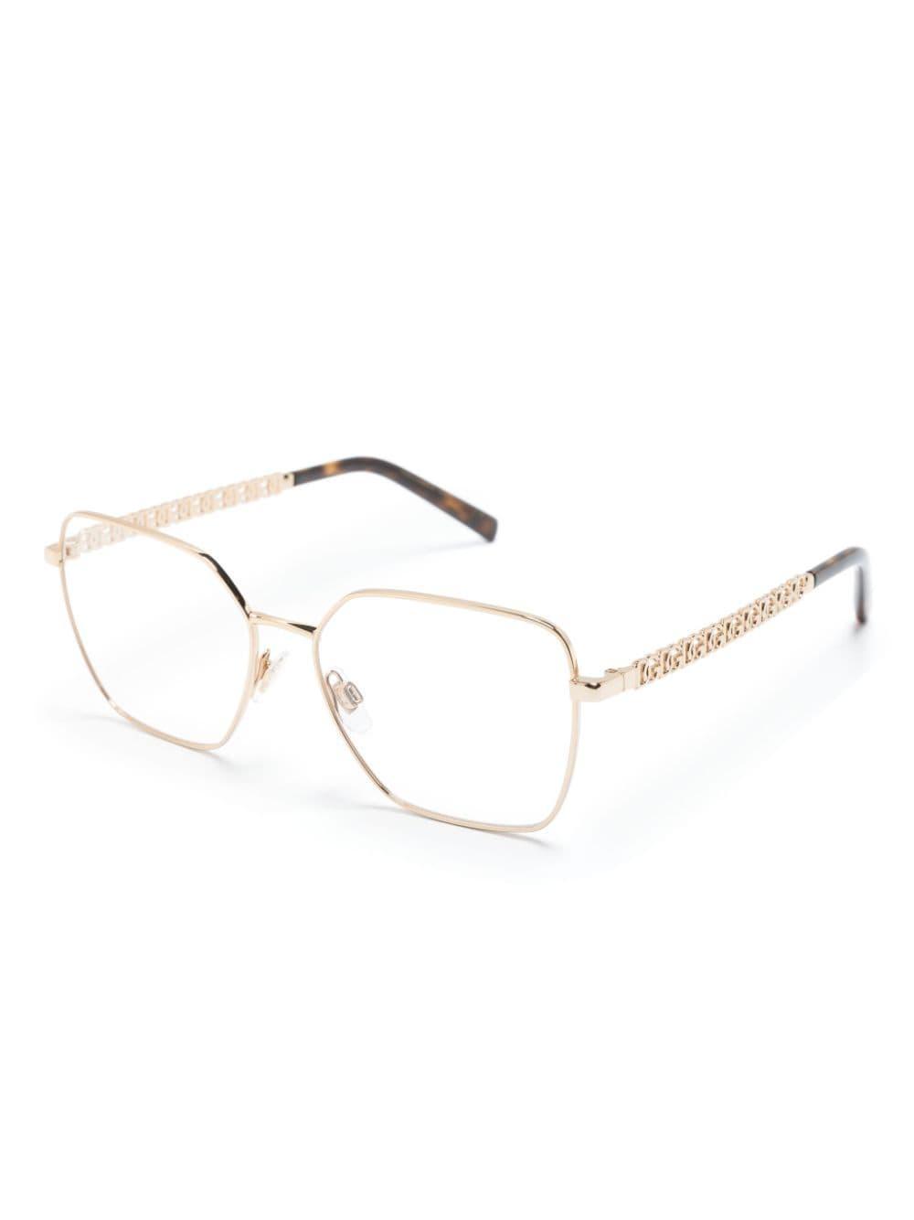 Tortoiseshell-effect Square-frame Glasses In Gold Product Image