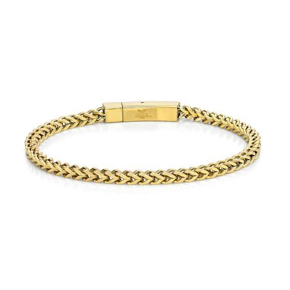 Men's 4.0mm Foxtail Chain Bracelet in Solid Stainless Steel with Yellow IP - 9.0" Product Image