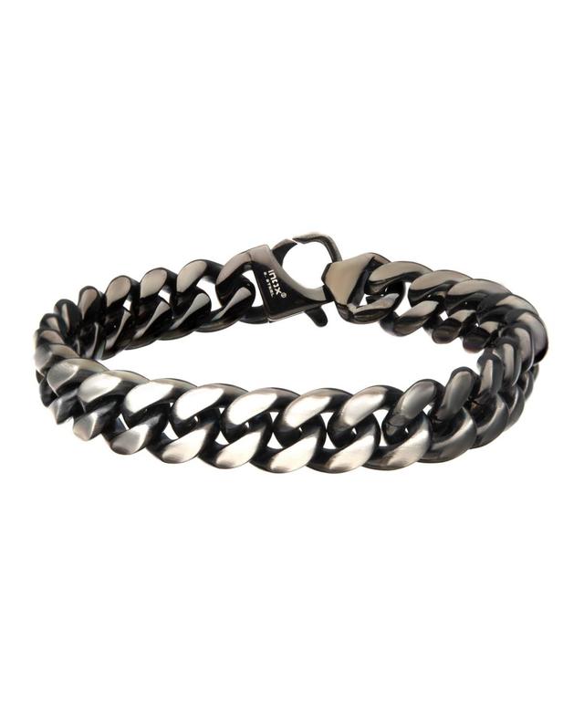 Mens Stainless Steel Reversible Curb Chain Bracelet Silver Product Image