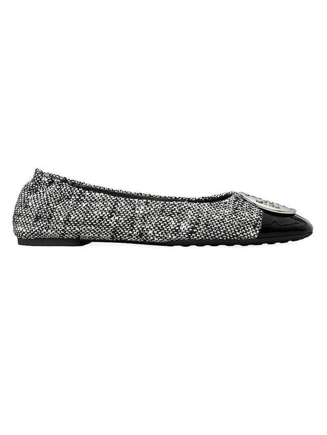 Womens Claire Tweed & Patent Leather Cap-Toe Ballet Flats Product Image