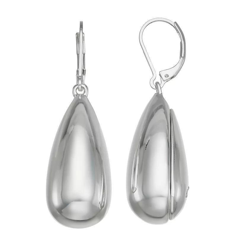 Nine West Puffy Teardrop Leverback Earrings, Womens, Silver Tone Product Image