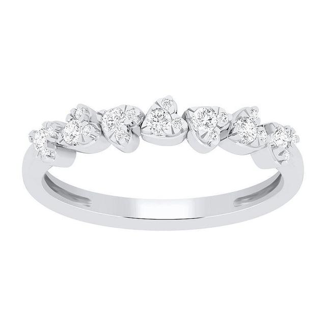 10k White Gold 1/3 Carat T.W. Diamond Hearts Ring, Womens Product Image