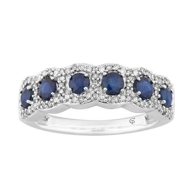 10k White Gold Sapphire & 1/4 Carat T.W. Diamond 6-Stone Ring, Womens, 10k Whgold Product Image