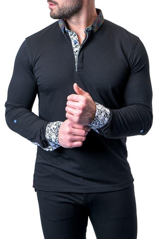 Maceoo Newton Solid Dark Grey Long Sleeve Polo Product Image