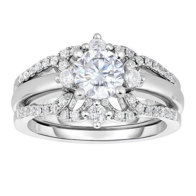 14k White Gold 1 Carat T.W. Diamond Bridal Ring Set, Womens Product Image