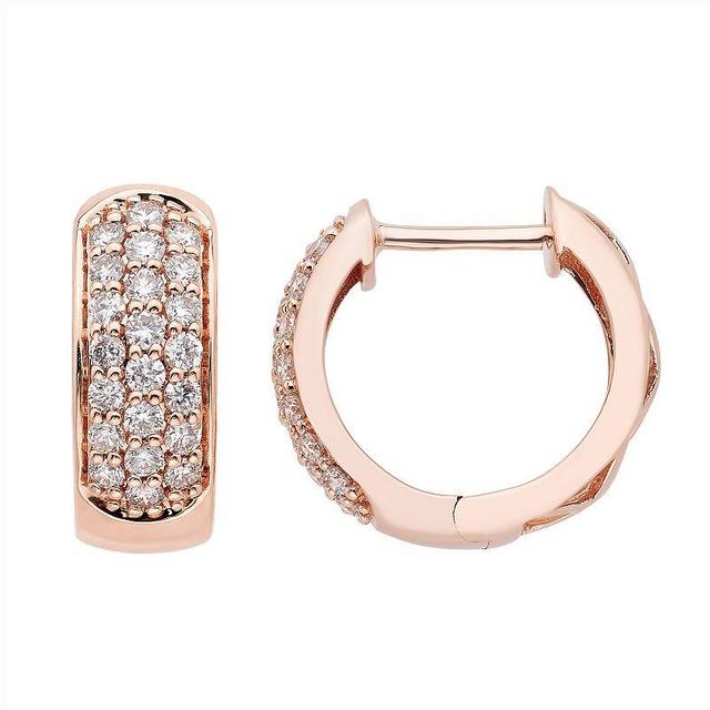 The Regal Collection 14k Gold 1/2 Carat T.W. Certified Diamond Huggie Hoop Earrings, Womens, 14k Rose Gold Product Image