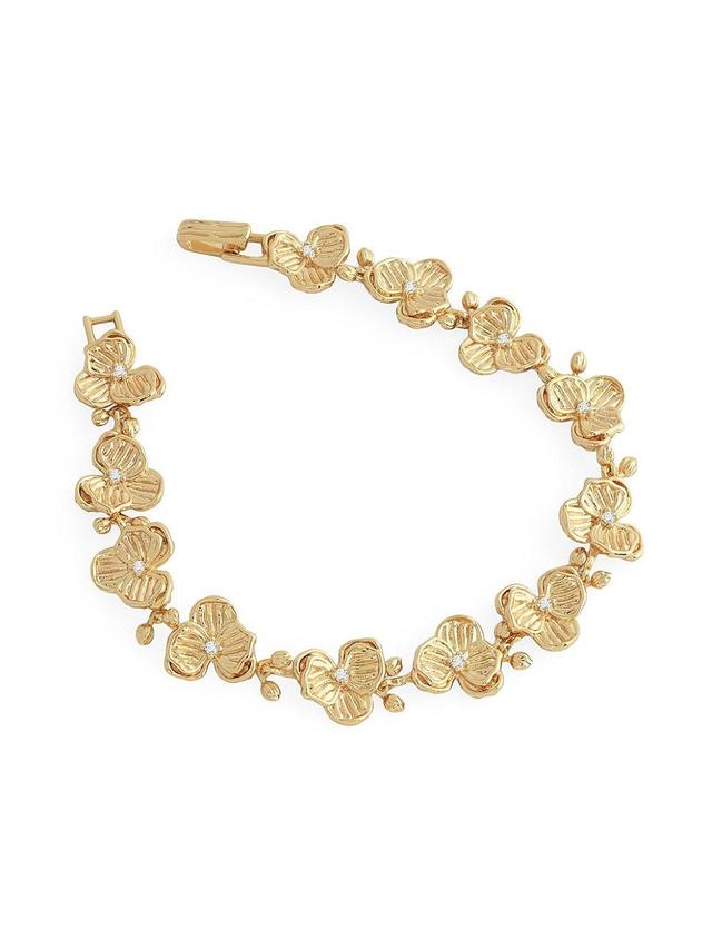 Womens Orchid 18K Gold-Plated & Cubic Zirconia Link Bracelet Product Image