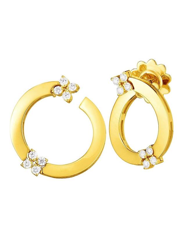 Womens Love In Verona 18K Yellow Gold & Double Diamond Front-Facing Hoop Earrings Product Image