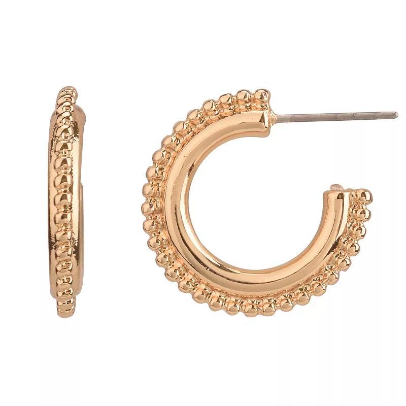 Gold Tone Textured Hoop Earrings, Womens, None product image