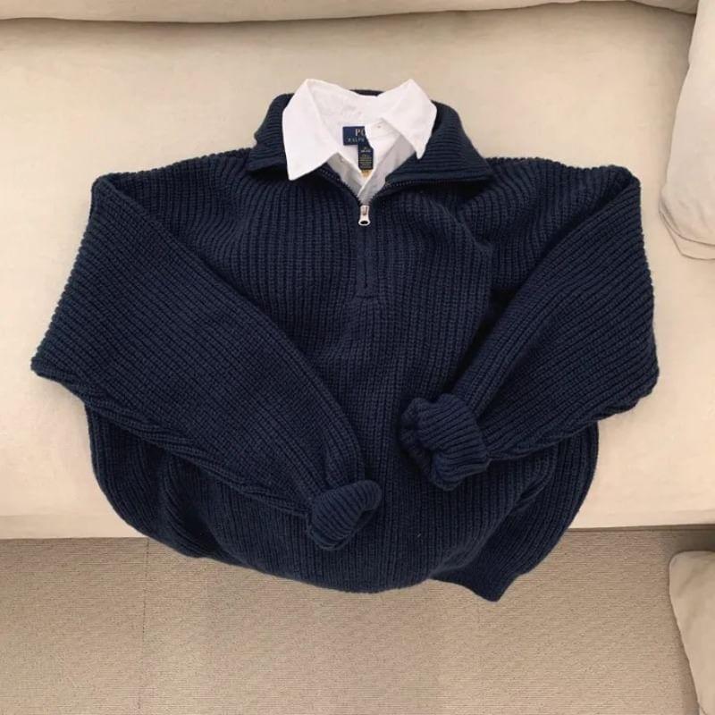 Half-Zip Plain Sweater Product Image