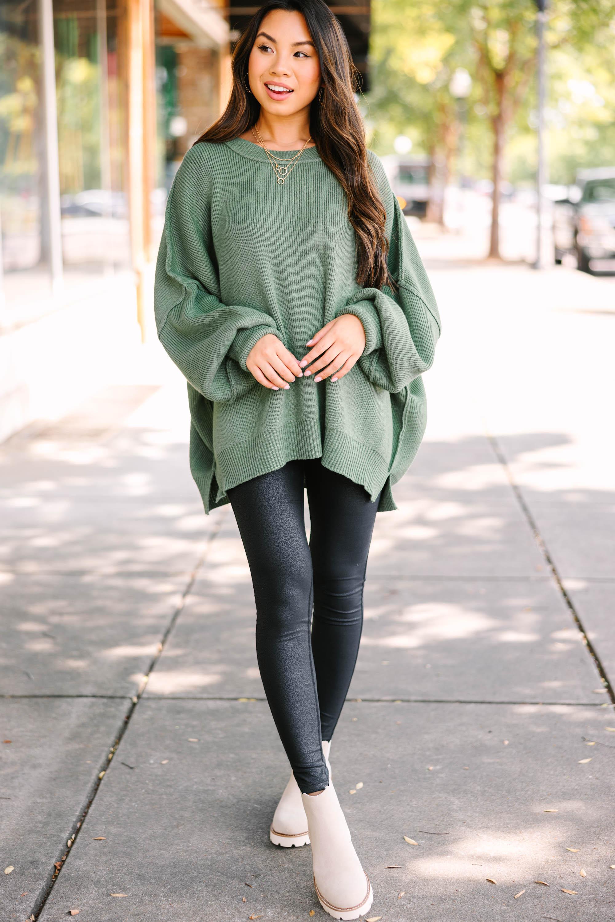 Give You Joy Light Olive Green Dolman Sweater Female Product Image