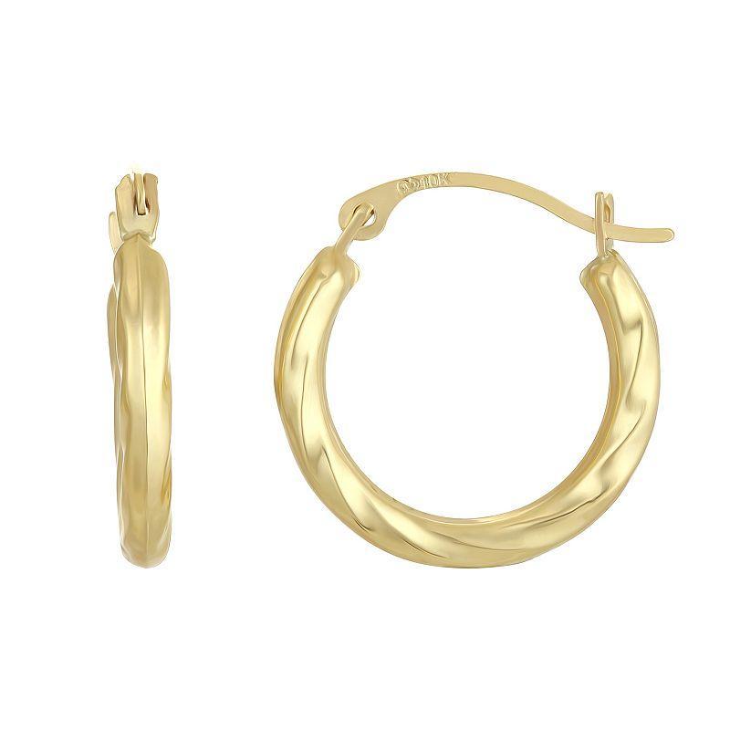 Yellow 10kt. Gold Twist Hoop Earrings Product Image