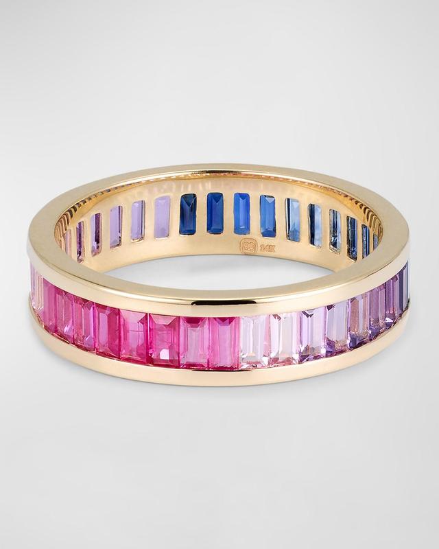 14K Gold and Gemstone Channel-Set Baguette Eternity Ring Product Image