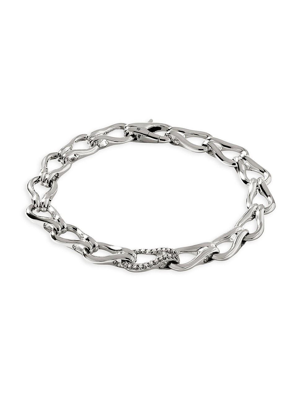 Womens Surf Sterling Silver & Diamond Link Bracelet Product Image