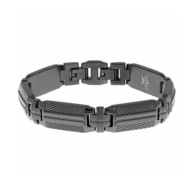 LYNX Mens Stainless Steel Textured Bracelet Product Image