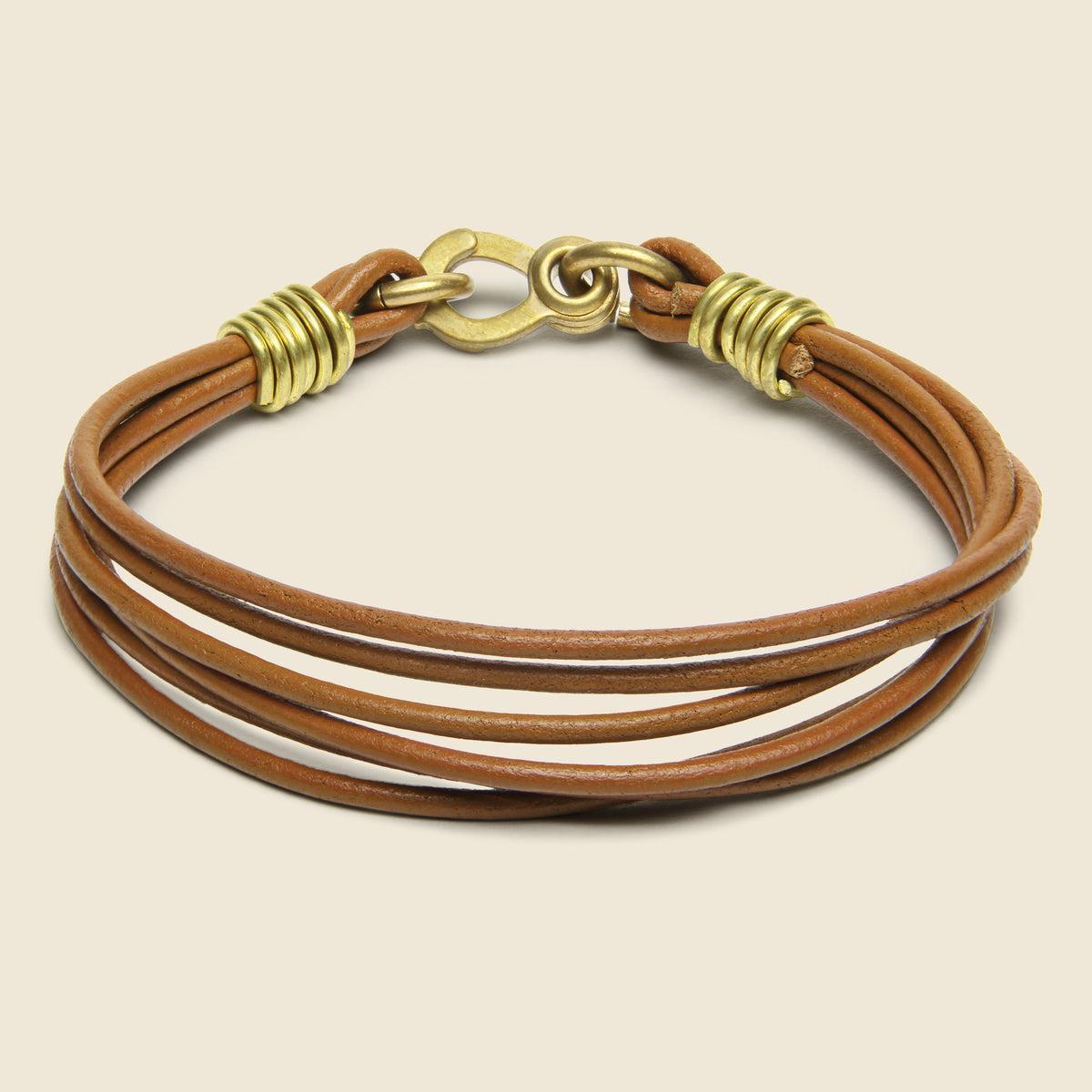 Leather Strand Bracelet - Brass/Brown Leather Product Image