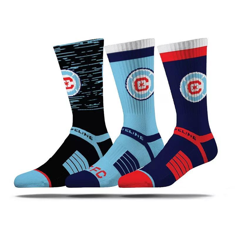 Mens Strideline Chicago Fire Premium 3-Pack Knit Crew Socks Set Product Image