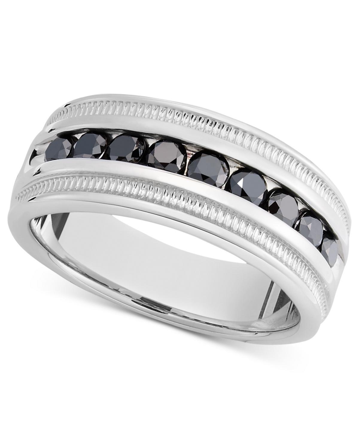 Mens Sterling Silver Ring, Black Diamond Band (1 ct. t.w.) Product Image