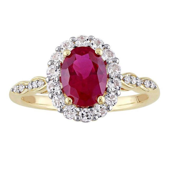 Stella Grace 14k Gold Lab-Created Ruby, White Topaz & Diamond Accent Vintage Ring, Womens Product Image