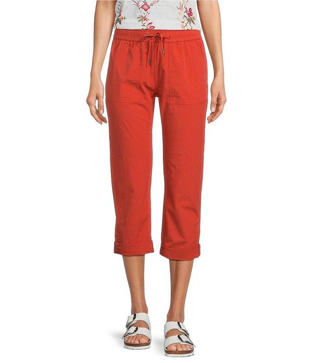 Aventura Ballard Solid Weave Flat Front Elastic Drawstring Waist Cropped Pants Product Image