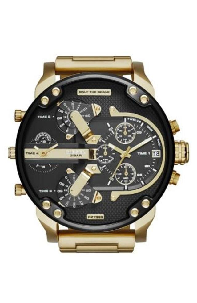 Men's Mr. Daddy 2.0 Gold-tone Ion-plated Stainless Steel Bracelet Watch 57mm Dz7333 In Oro Product Image