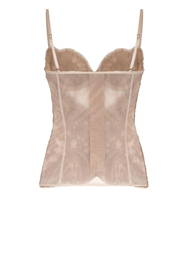 DOLCE & GABBANA Lace-detailing Sheer Bra In Neutrals Product Image