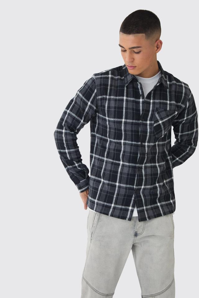 Regular Fit Long Sleeve Flannel Shirt | boohooMAN USA Product Image