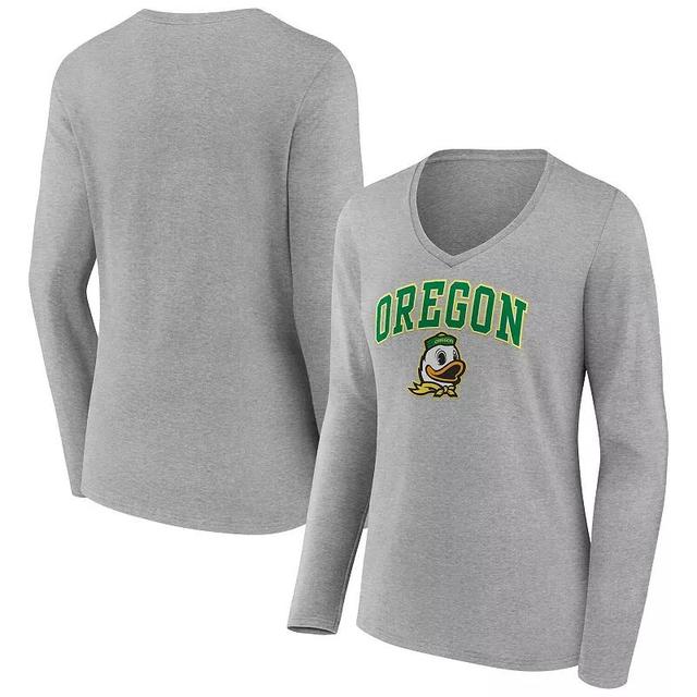 Womens Fanatics Branded Gray Georgetown Hoyas Campus Long Sleeve V-Neck T-Shirt Product Image