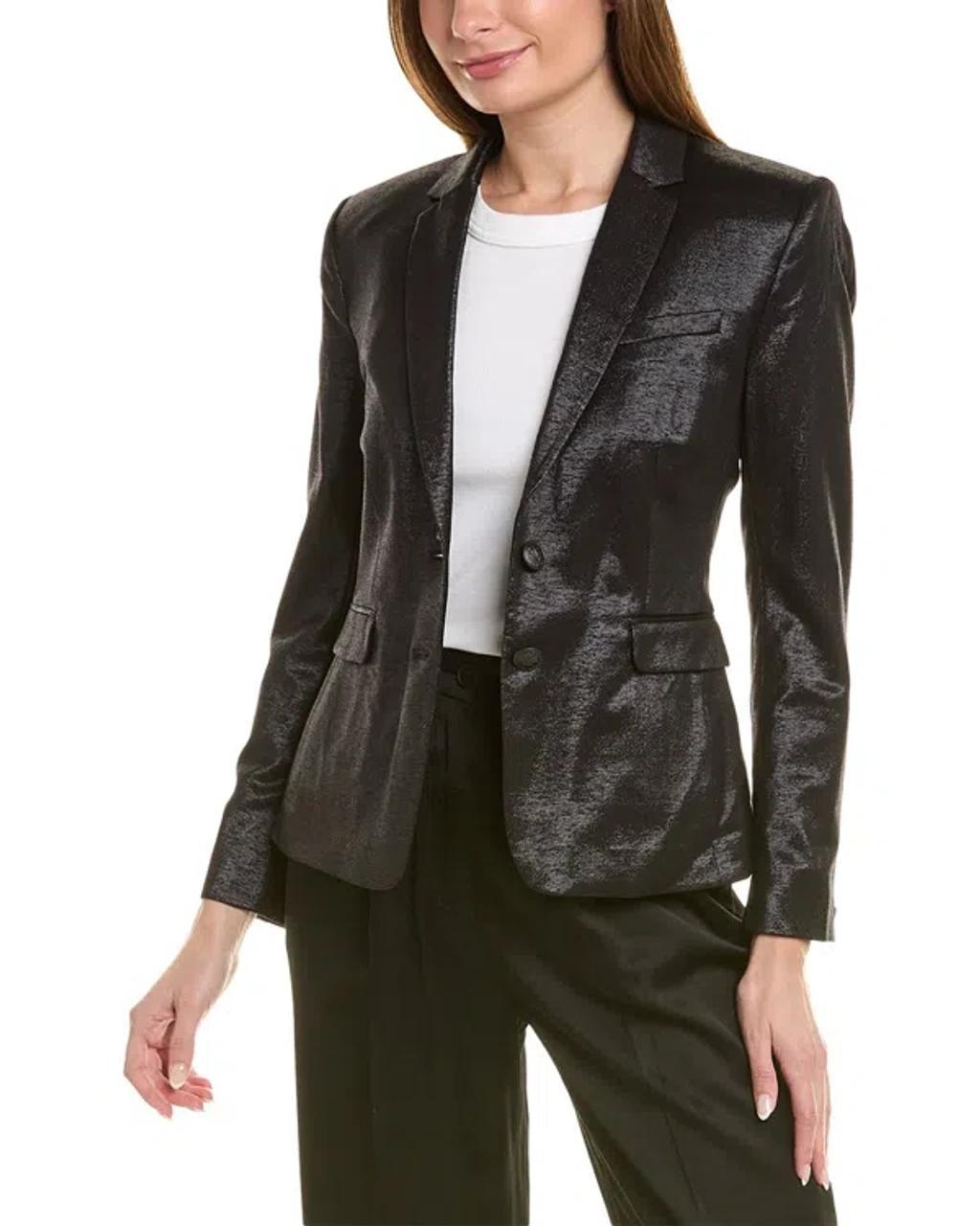 Razor Metallic Wool-blend Twill Blazer In Black Product Image