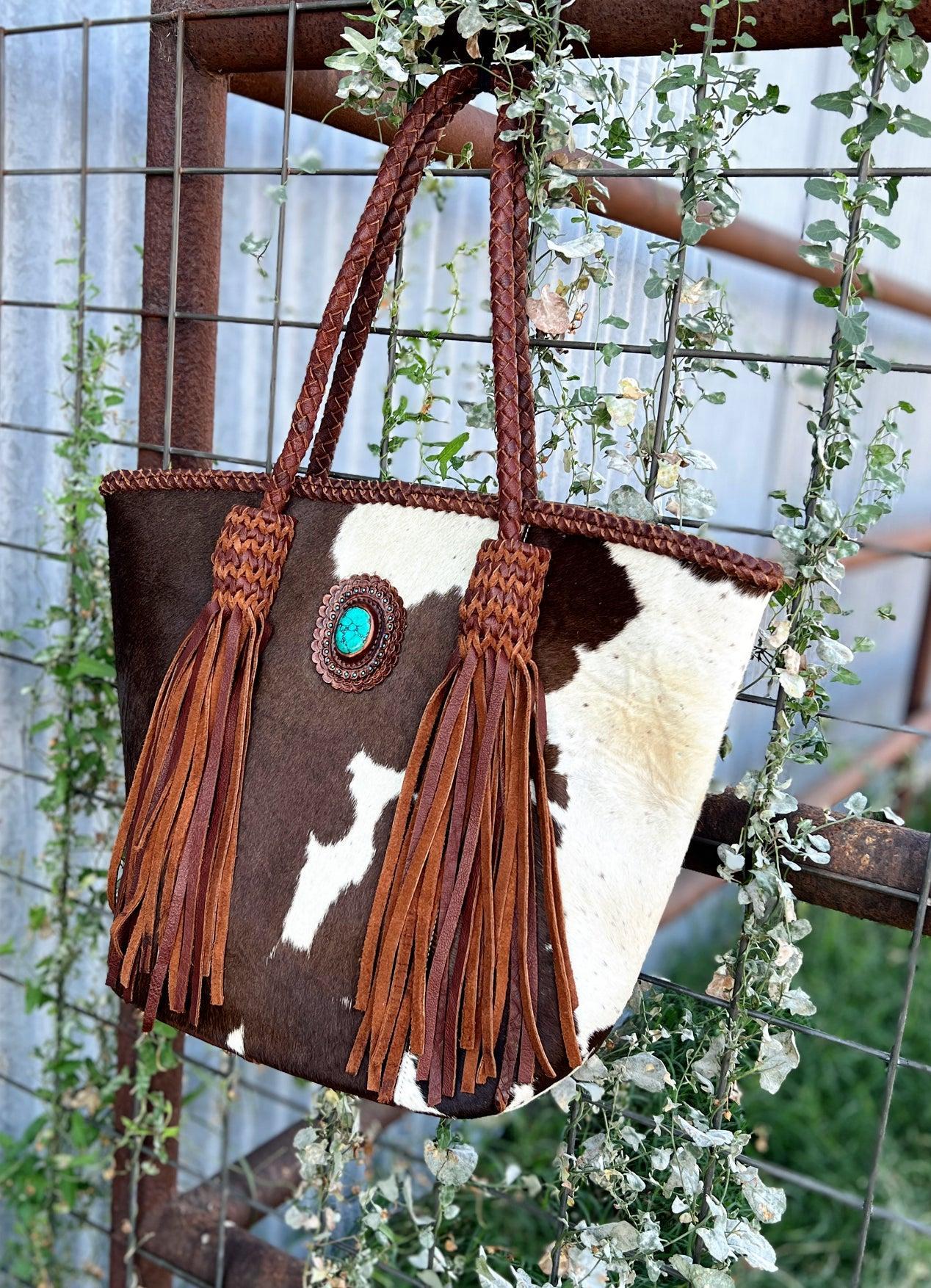 Darling Luxurious Braided Leather And Turquoise Hand Bag Product Image