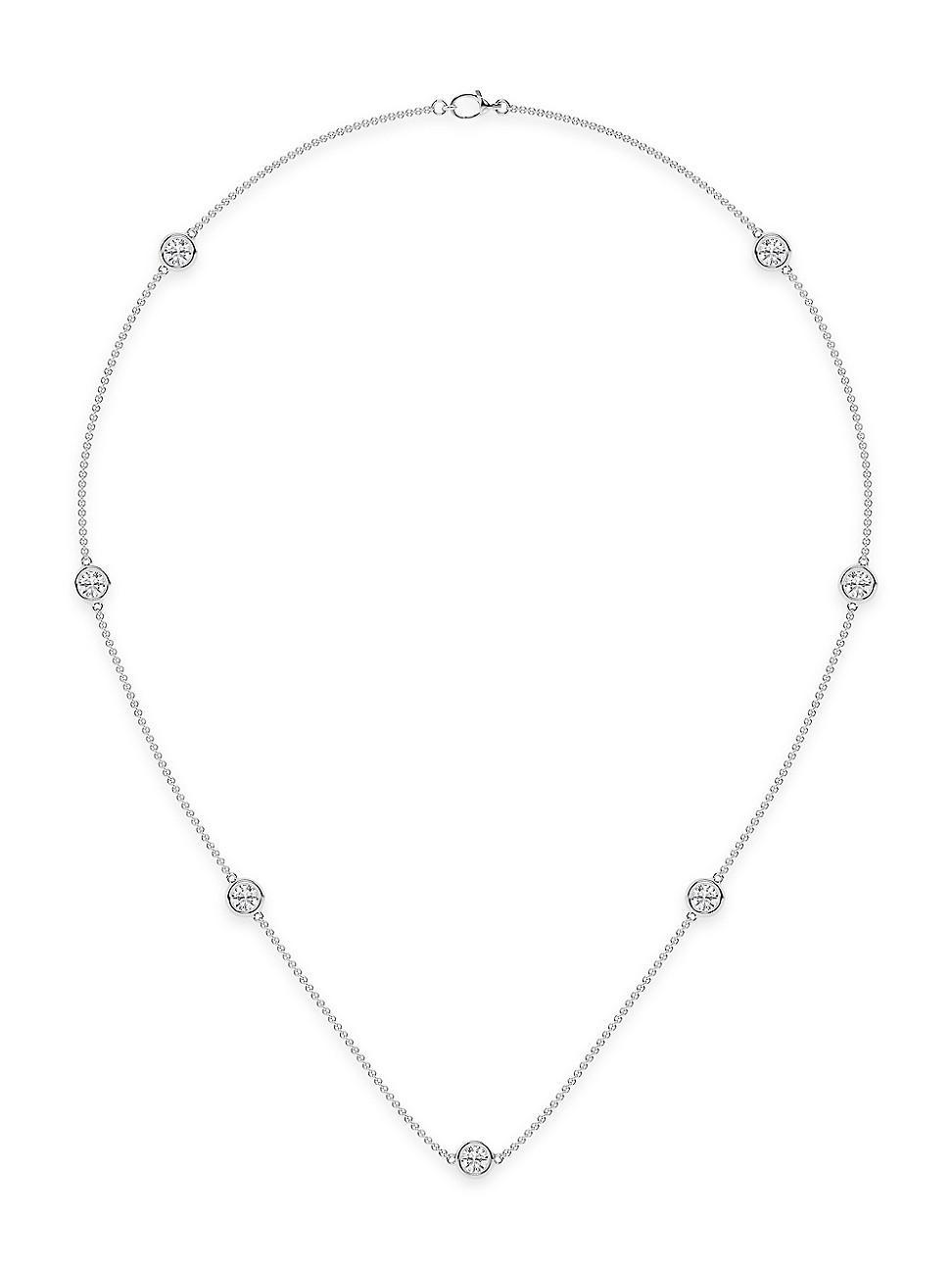 Womens 14K White Gold & Lab-Grown 7-Diamond Station Necklace/0.70-2.10 TCW Product Image