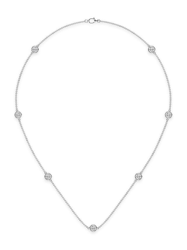 Womens 14K White Gold & Lab-Grown 7-Diamond Station Necklace/0.70-2.10 TCW Product Image