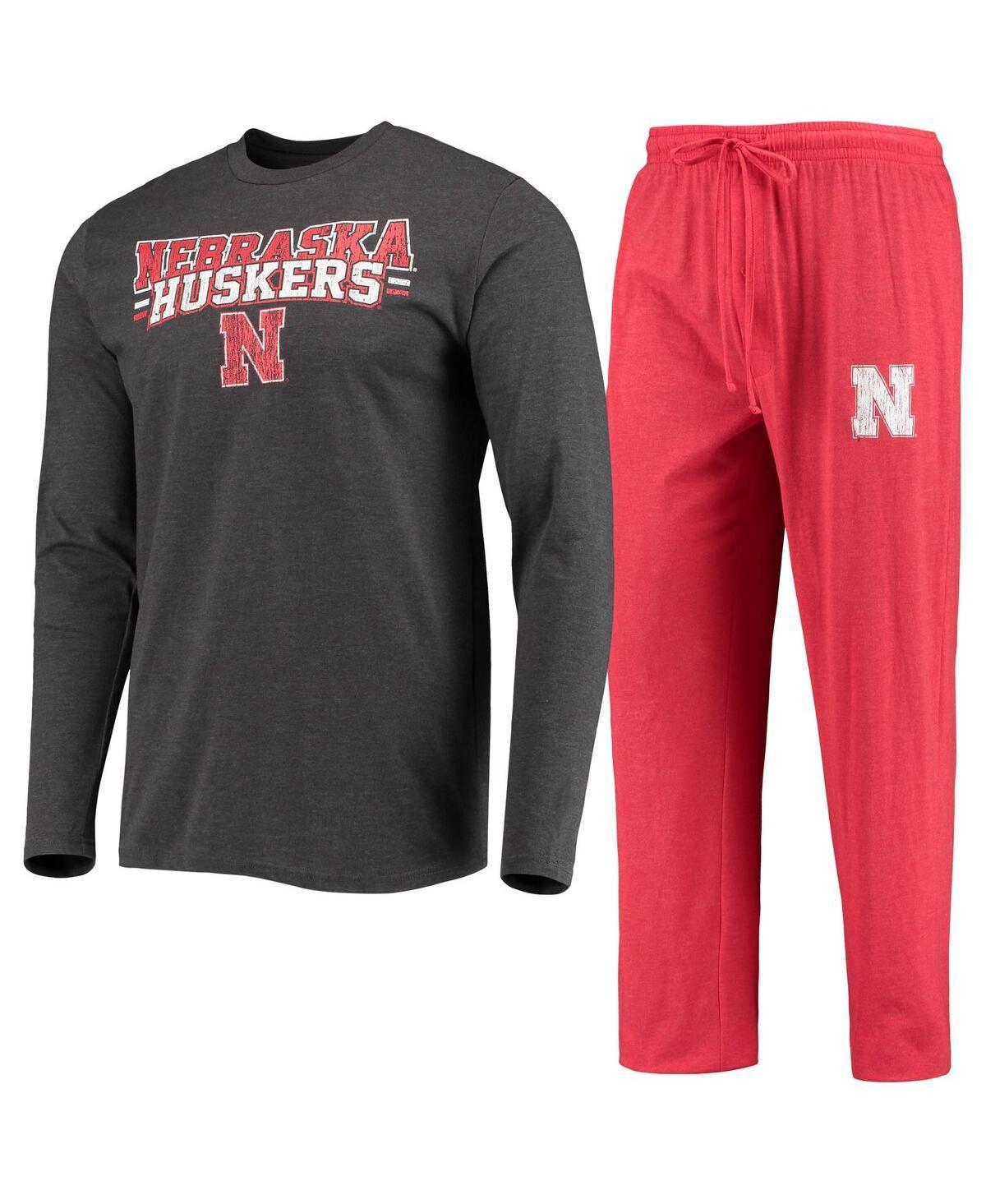 Mens Concepts Sport Scarlet/Heathered Charcoal Nebraska Huskers Meter Long Sleeve T-Shirt & Pants Sleep Set Product Image