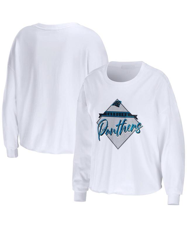 Womens WEAR by Erin Andrews Carolina Panthers Domestic Cropped Long Sleeve T-Shirt Product Image