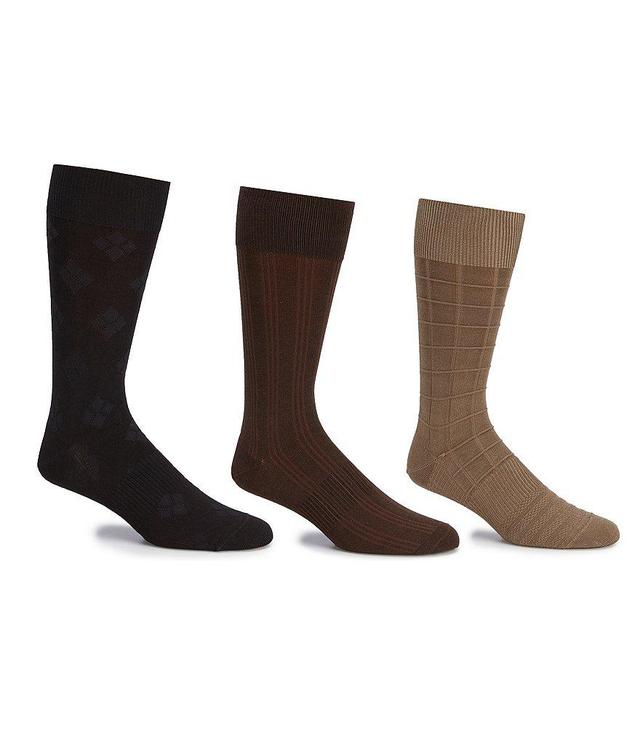 Gold Label Roundtree & Yorke Assorted Square-Canale-Argyle Crew Socks 3-Pack Product Image