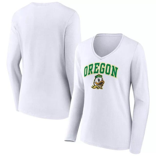 Womens Fanatics Branded Oregon Ducks Evergreen Campus Long Sleeve V-Neck T-Shirt Product Image