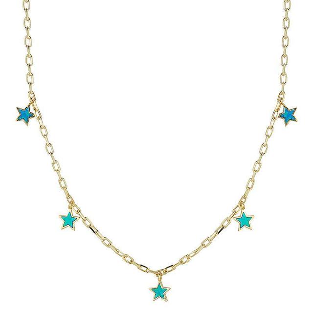 Sunkissed Sterling Simulated Blue Opal Star Charm Necklace, Womens, Gold Product Image