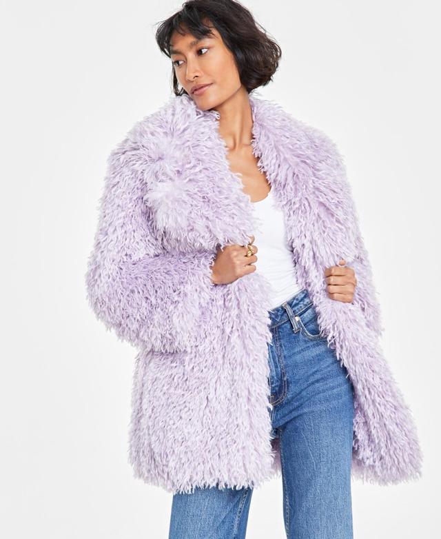 On 34th Womens Solid Faux-Fur Notch-Collar Jacket, Created for Macys Product Image