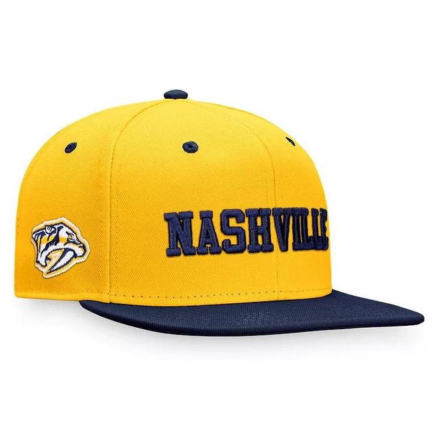 Mens Fanatics Branded Gold/Navy Nashville Predators Heritage City Two-Tone Snapback Hat Product Image