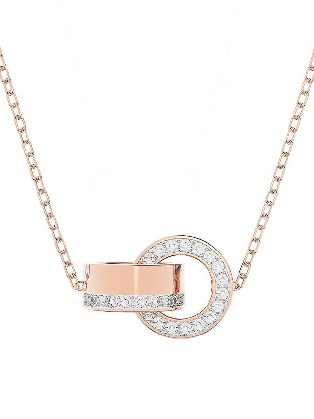 Swarovski Womens Hollow Rose Gold Tone Plated Intertwined Circles Small Pendant Necklace Product Image