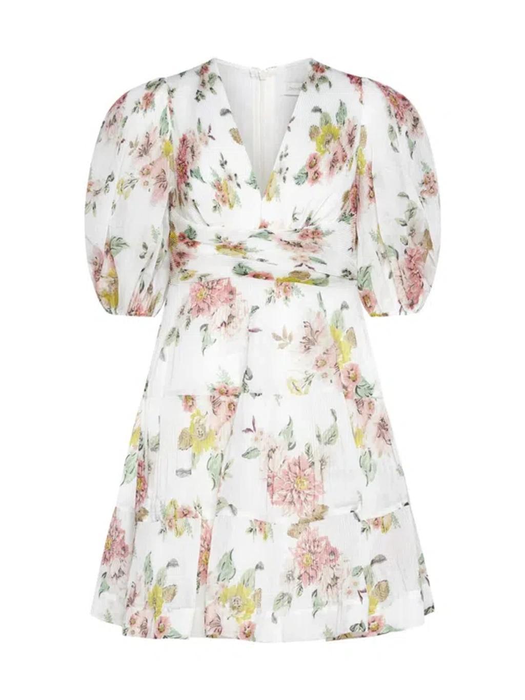 ZIMMERMANN White Floral-print Mini Dress In Multi Product Image