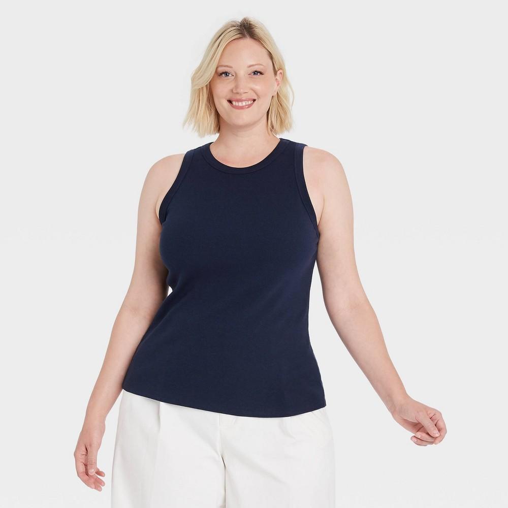 Womens Ribbed Tank Top - A New Day Navy 4X Product Image