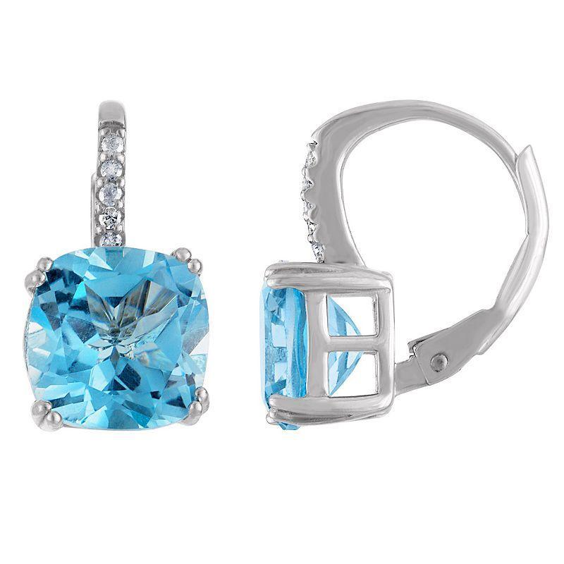 Designs by Gioelli Sterling Silver Blue Topaz & Diamond Accent Earrings, Womens Product Image