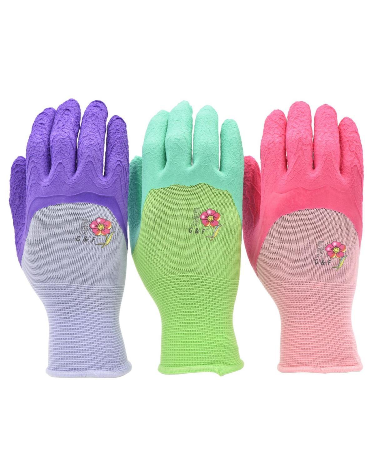 G & F Products Microfoam Women Garden Gloves, 3 Pairs - Assorted Pre-Packed Product Image